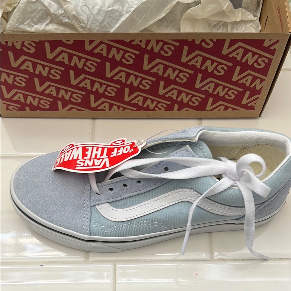 Vans Blue and White Low-Top Sneakers